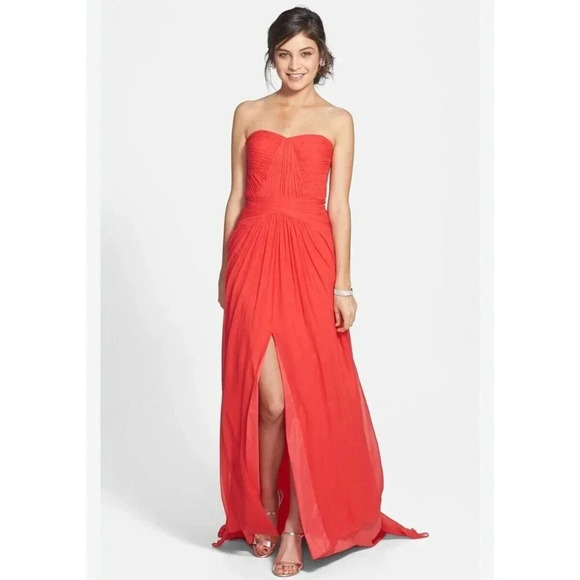 Aidan Mattox Dresses & Skirts - NWT Aidan By Aidan Mattox Strapless Chiffon Gown Sz 12 Bright Red
